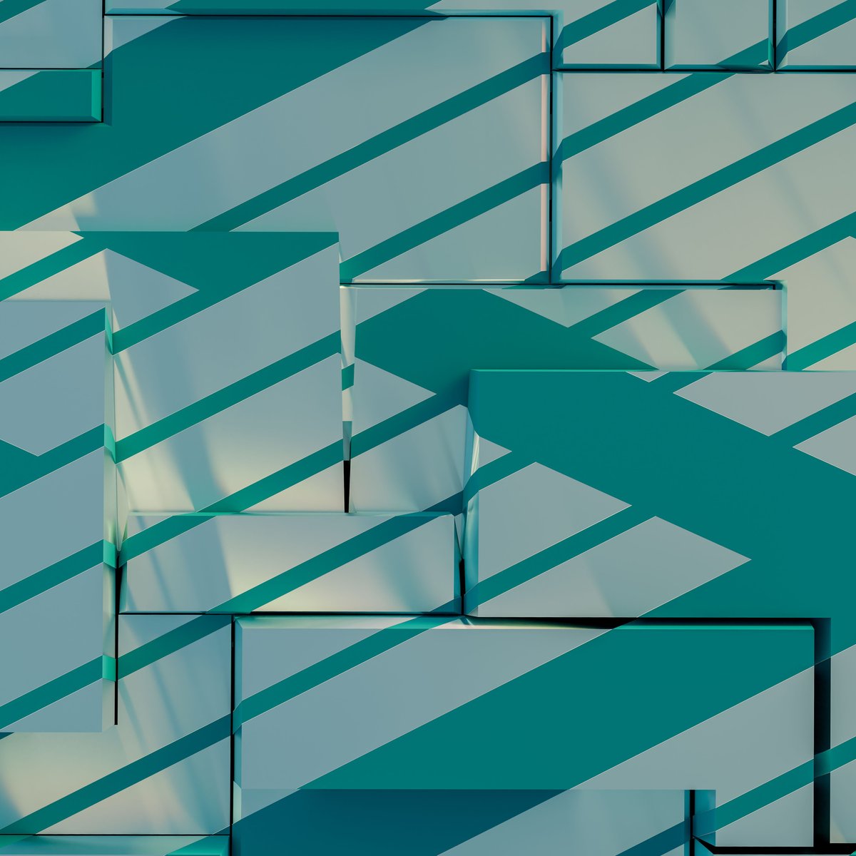 Abstract layered geometric forms representing continuous monitoring and iterative digital improvement
